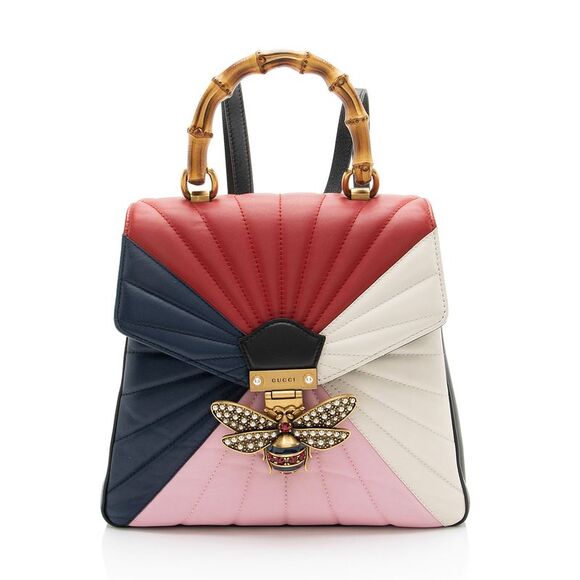Gucci Handbags - Gucci Leather Bamboo Queen Margaret Mini Top Handle Backpack